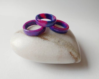 Bi Ring - Bisexual Pride Ring - Bisexual Jewelry - Bi Pride Jewelry - Resin Ring - LGBTQ Ring