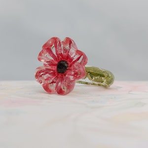 Poppy Ring - Remembrance Jewelry - Real Flower Ring - Summer Ring - Resin Jewelry - Poppy Flower Set