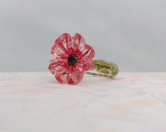 Poppy Ring - Remembrance Jewelry - Real Flower Ring - Summer Ring - Resin Jewelry - Poppy Flower Set