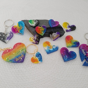 Personalized LGBTQIA+ Pride Heart Keychain: Custom Resin Keyring