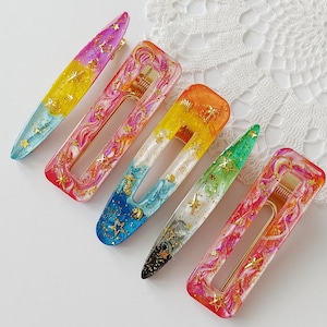 LGBTQIA + Harz Haarspange - Sterne & Strand Haarspangen - Dezente Queer Pride Parade - Identitätsgeschenk