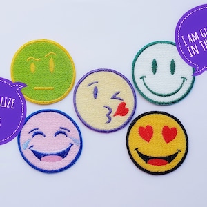 Smiley Face Patch - Embroidered Iron On Patch - Custom Patch - Cute Patches - Glow In The Dark Patch - Patches For Jackets