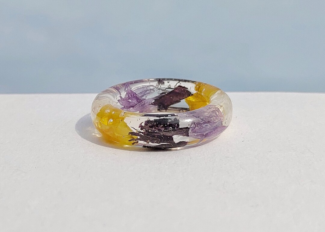 Non Binary Ring Non Binary Jewelry Pride Jewelry Resin Ring Real Flower