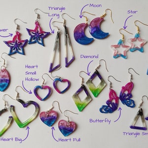 LGBTQ Earrings - Bi Earrings - Bisexual Pride - Pride Earrings - Heart Earrings - Resin Earrings - Butterfly Earrings