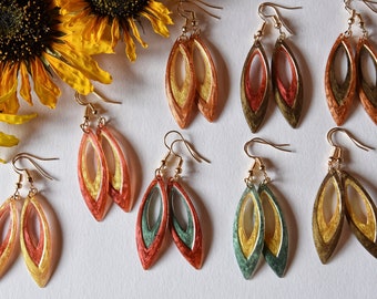 Autumn Earrings - Fall Earrings - Leaf Earrings - Thanksgiving Gift - Oblong Earrings