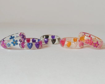 Bisexual Heart Ring - Lesbian Ring - Asexual Ring - Bi Flower Ring - Bisexual Jewelry - Resin Ring - LGBTQ Ring