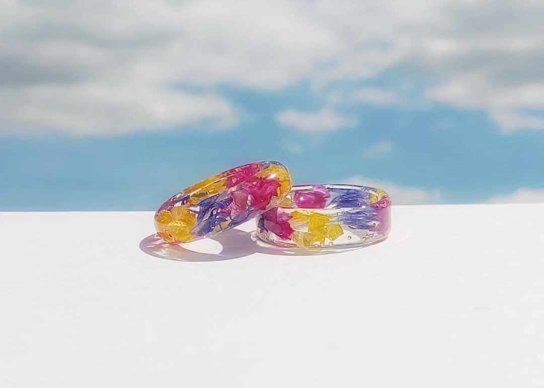 Pansexual Ring Pansexual Jewelry Pan Pride Resin Ring Real Flower Ring