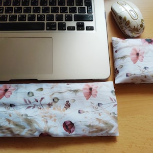 Keyboard and Mouse Wrist Support - Organic Lavender Wrist Rest - Flaxseeds Pillow - Wrist Rest Heat Pack - Floral - Handmade - Office