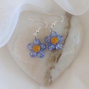 Forget Me Not Earrings - Flower Resin Jewelry - Blue Flower Earrings - Simple Earrings - Stud Earrings - Dangle Earrings