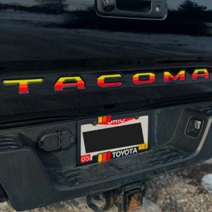 for TOYOTA TACOMA 2016 2017 2018 2019 2020 2021 2022 2023 Tailgate Raised Decals Stickers Insert Letters (flags REFLECTIVE)