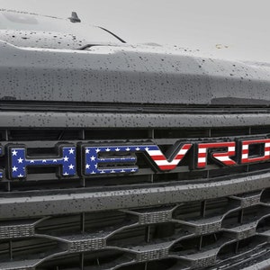 for CHEVROLET SILVERADO CUSTOM 2022 2023 2024 2025 Raised Front Grille Decals Stickers Insert Letters (Reflective)