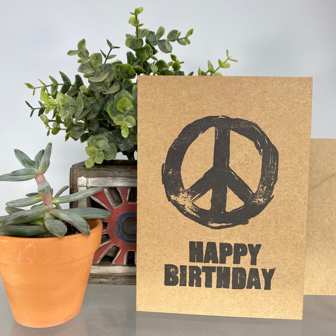 Groovy Peace Sign Happy Birthday Celebrate Blank Greeting Card | Etsy