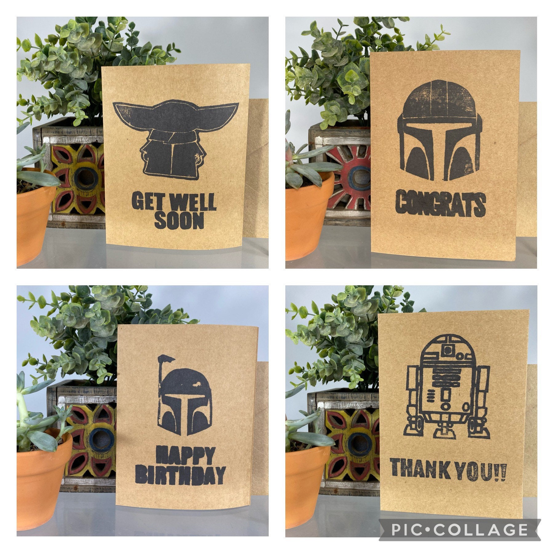 4 Star Wars Kraft Blank Greeting Cards And Envelopes You Etsy