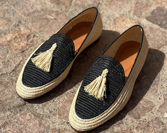 Men's Handmade Raffia Slip-On Shoes - Lightweight Loafers for Summer | Natural Fiber Eco-Friendly Men's Footwear