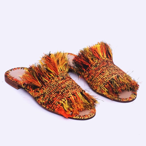 Handmade Raffia Sandals - Boho Chic Beach Footwear - Women's Summer Shoes