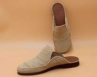Handwoven Raffia Mules: Sustainable Moroccan Slip-On Shoes