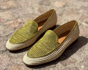 Mocasines de rafia artesanales para hombre: zapatos marroquíes de verano sin cordones