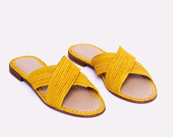Handmade Raffia Women’s Sandals | Comfortable & Stylish Boho Footwear | Eco-Friendly Summer Shoes | Customizable Sizes