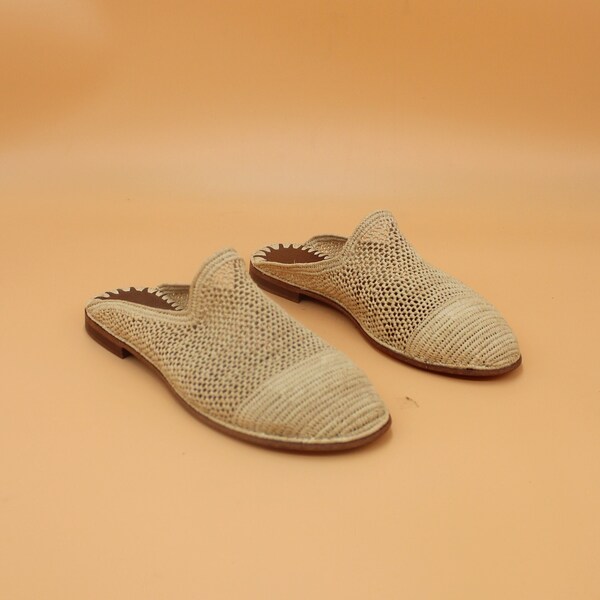 Theia 55 Barocco Woven Raffia Mules