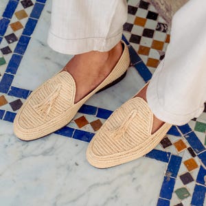 Handcrafted Raffia Tassel Loafers for Men: Summer Slip-On Shoes