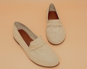 Mocasines de rafia para hombre hechos a mano: zapatos de verano tejidos y ecológicos