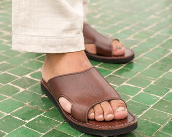 Handmade Moroccan Leather Sandals: Men's Slip-On Casual Shoes