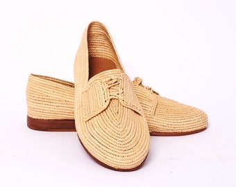 Mocasines de rafia hechos a mano: zapatos marroquíes sin cordones