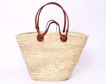 Handmade Moroccan Woven Straw Tote Bag With Leather Handles Eco ...