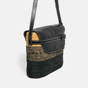 Raffia Crossbody Bag with Leather Handles - Perfect Summer, Picnic, and City Straw Purse, Ideal Gift for Her