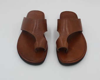 Handmade Brown Leather Huarache Sandals: Elegant Gladiator Beach Shoes
