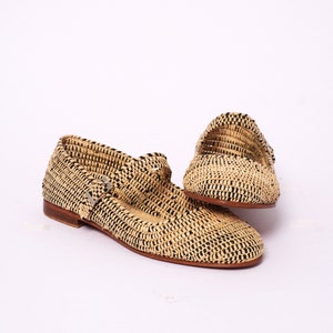 Women's Natural Raffia Loafers | Handmade Moroccan Slip-On Flats | Leather Sole | Boho Summer Shoes | True to Size image 4