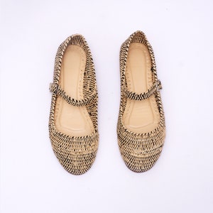 Women's Natural Raffia Loafers | Handmade Moroccan Slip-On Flats | Leather Sole | Boho Summer Shoes | True to Size image 8