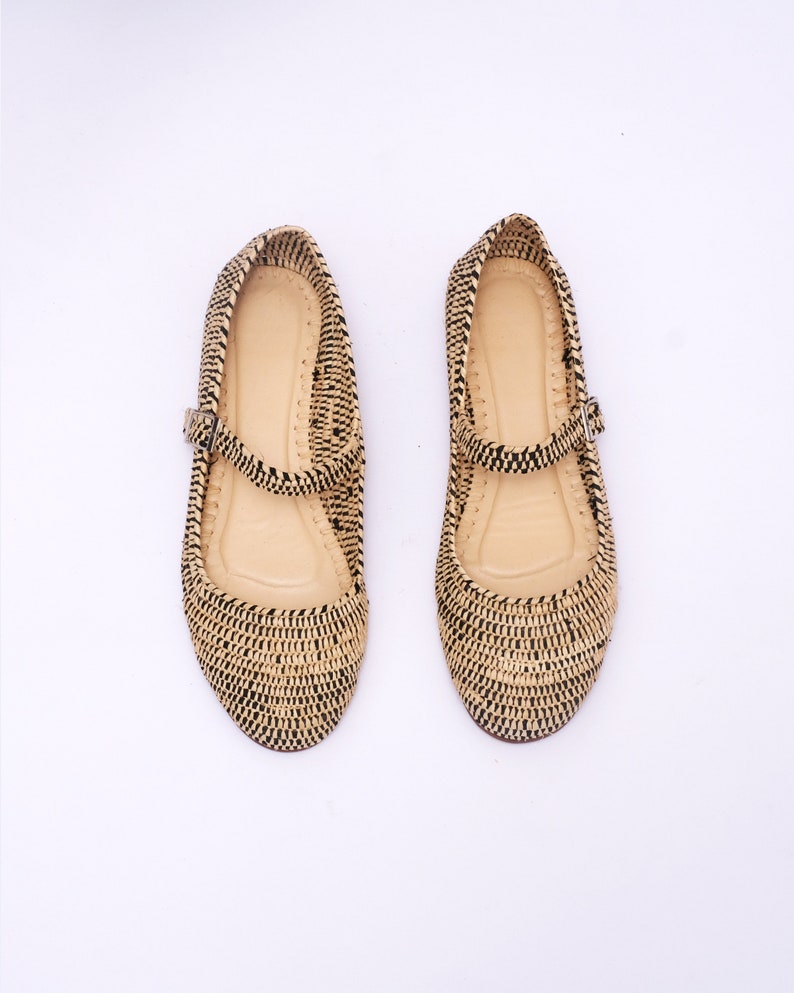 Women's Natural Raffia Loafers | Handmade Moroccan Slip-On Flats | Leather Sole | Boho Summer Shoes | True to Size image 8