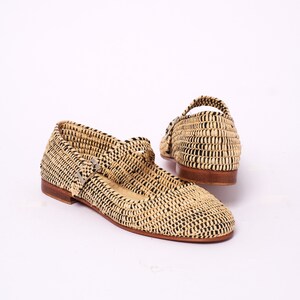Women's Natural Raffia Loafers | Handmade Moroccan Slip-On Flats | Leather Sole | Boho Summer Shoes | True to Size image 5