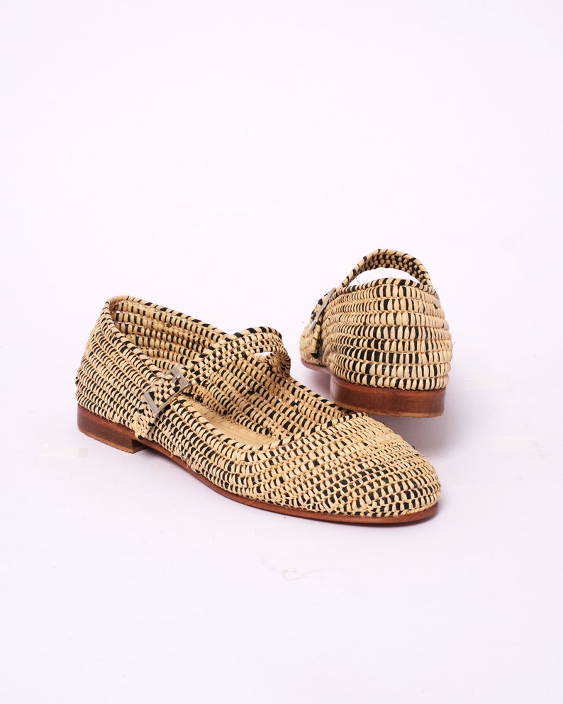 Women's Natural Raffia Loafers | Handmade Moroccan Slip-On Flats | Leather Sole | Boho Summer Shoes | True to Size image 5