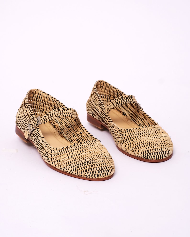 Women's Natural Raffia Loafers | Handmade Moroccan Slip-On Flats | Leather Sole | Boho Summer Shoes | True to Size image 7