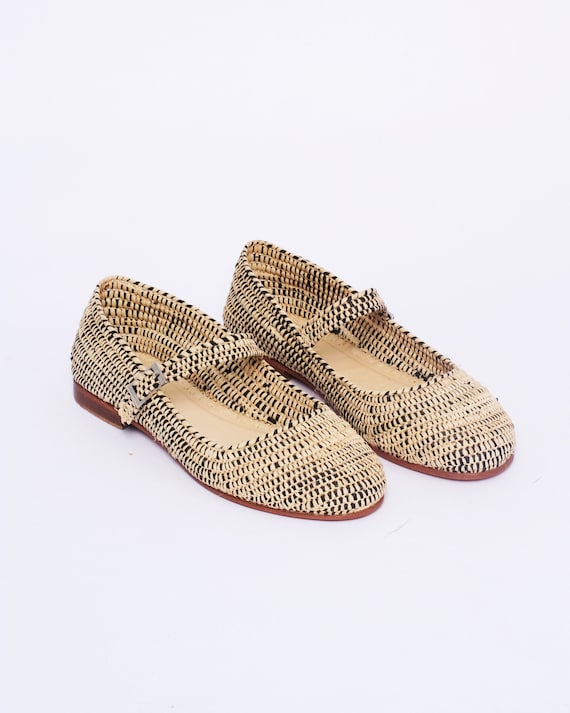 Women's Natural Raffia Loafers | Handmade Moroccan Slip-On Flats | Leather Sole | Boho Summer Shoes | True to Size