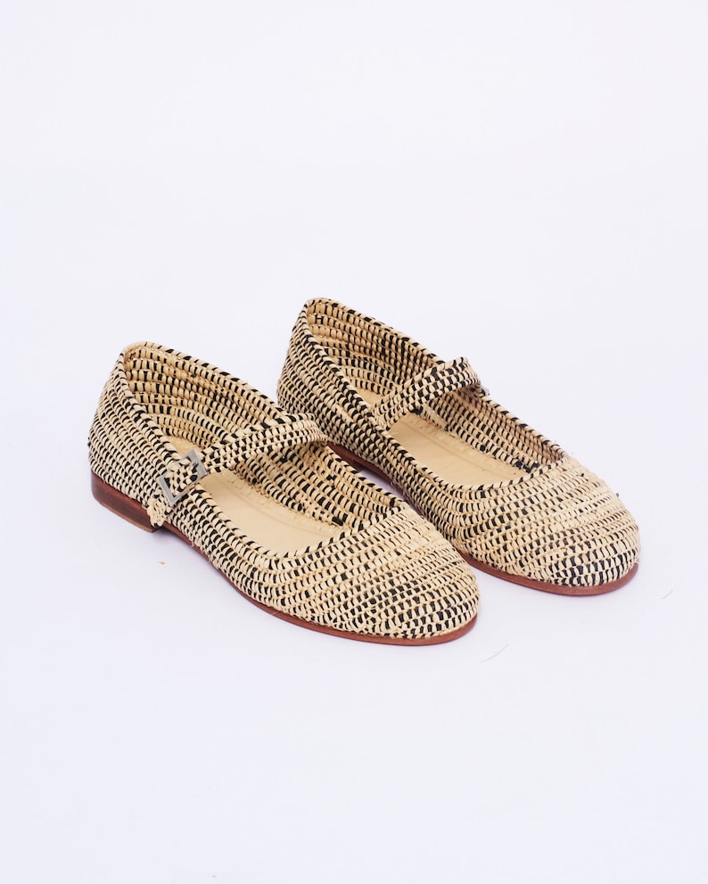 Women's Natural Raffia Loafers | Handmade Moroccan Slip-On Flats | Leather Sole | Boho Summer Shoes | True to Size image 1