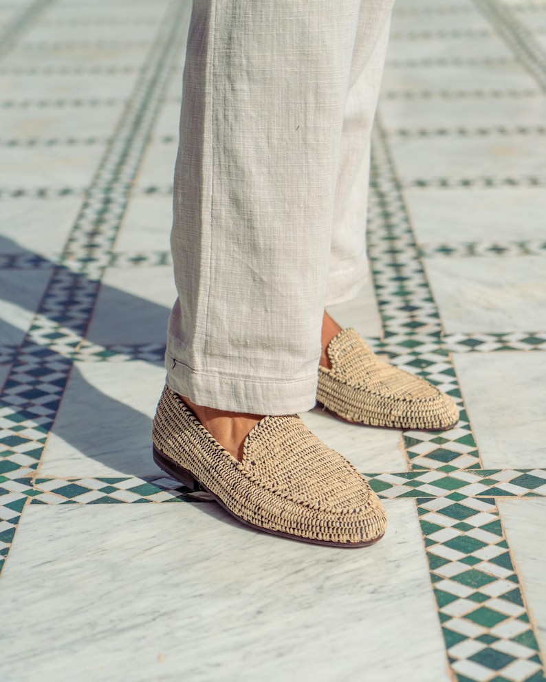 Handwoven Black Raffia Loafers for Men | Breathable Slip-Ons | Moroccan Handmade Slip-On Shoes for MenHandwoven Black Raffia Loafers for Men | Breathable Slip-Ons | Moroccan Handmade Slip-On Shoes for Men