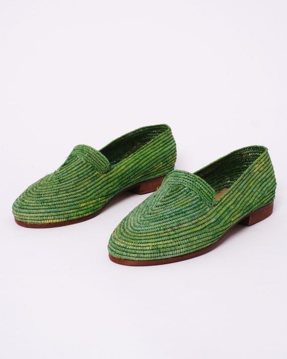 Handcrafted Raffia Slip on Shoes Olive Green Eco friendly Loafers Artisanal Sustainable Natural Fiber Footwear Unisex Summer Flats Etsy UK