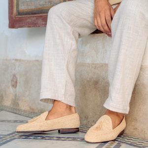 Handcrafted Raffia Tassel Loafers for Men: Summer Slip-On Shoes image 9