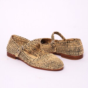 Women's Natural Raffia Loafers | Handmade Moroccan Slip-On Flats | Leather Sole | Boho Summer Shoes | True to Size image 6