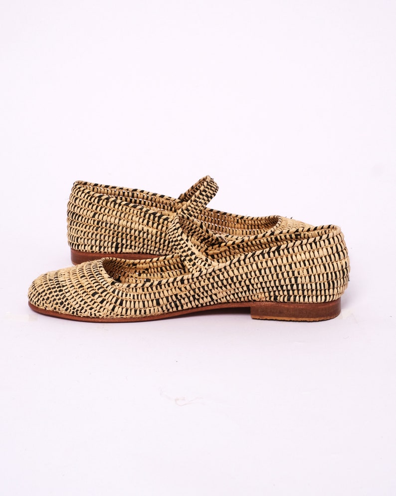 Women's Natural Raffia Loafers | Handmade Moroccan Slip-On Flats | Leather Sole | Boho Summer Shoes | True to Size image 3