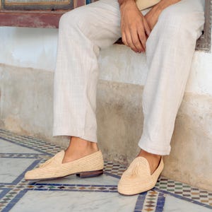 Handcrafted Raffia Tassel Loafers for Men: Summer Slip-On Shoes image 8