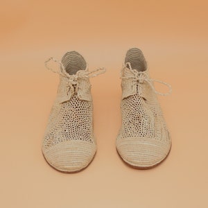 Handmade Raffia Oxford Shoes - Natural Fiber Lace-Up Flats for Women - Breathable and Eco-Conscious Fashion
