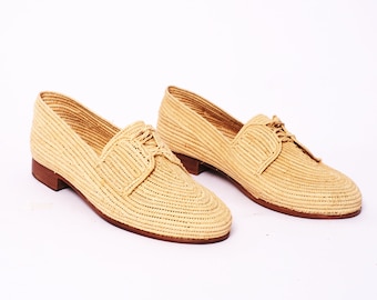 Mocasines de rafia con borlas hechos a mano: zapatos de verano tejidos para hombre