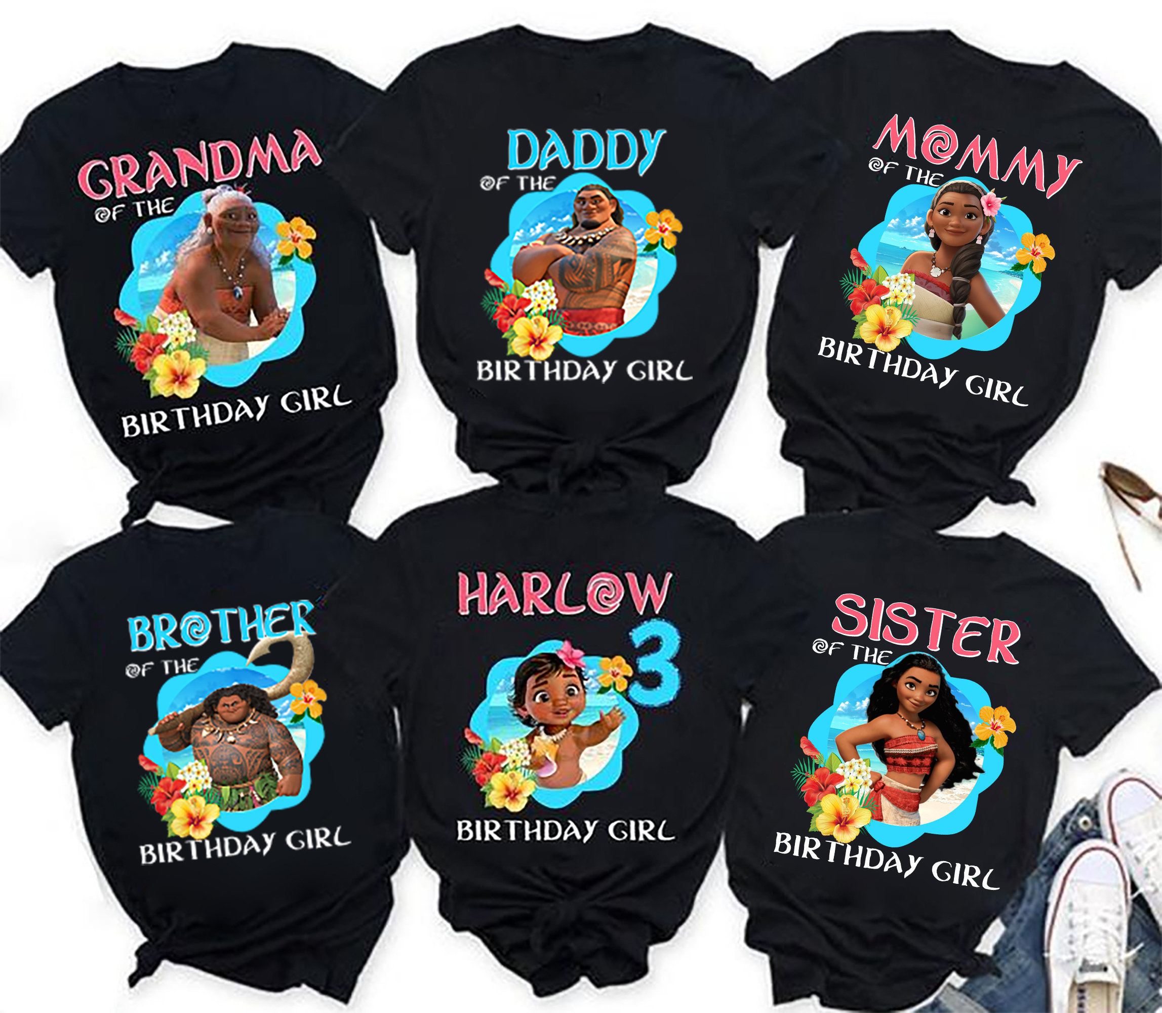moana birthday shirts for family