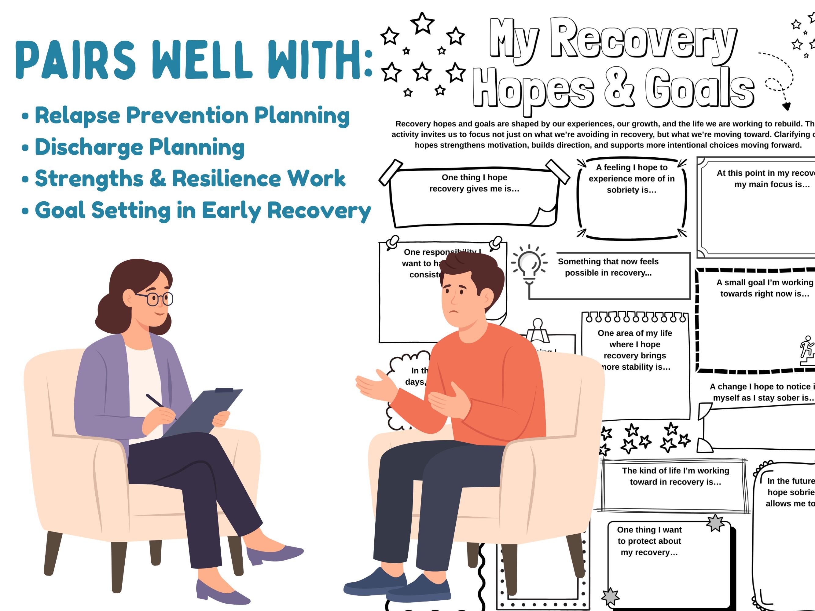 Recovery Target Worksheet My Recovery Hopes and Goals: Addiction Counseling Group Therapy ...