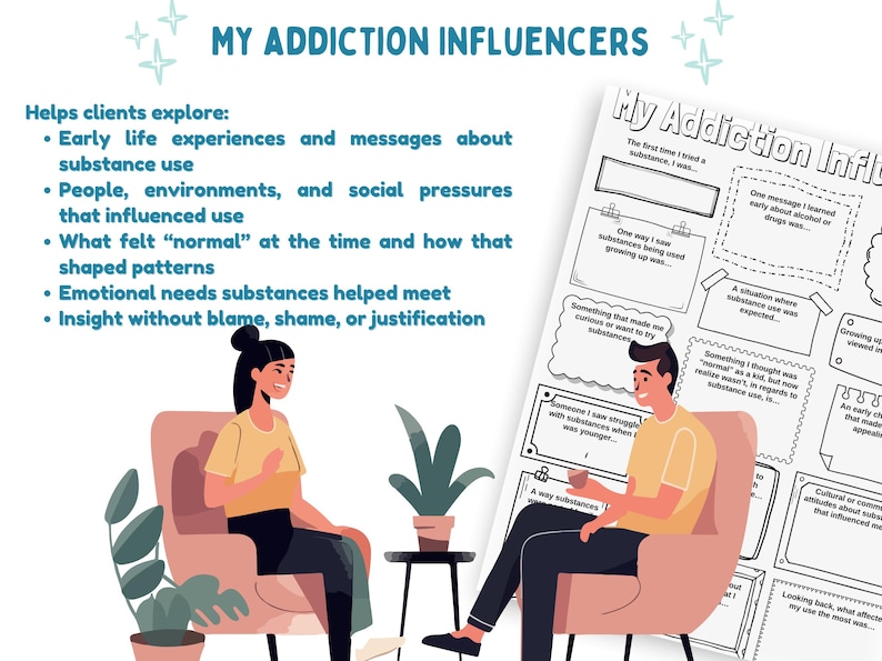 Addiction Influencers Worksheet and Group Activity Discussion Guide for ...