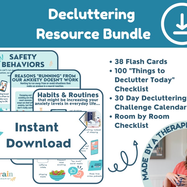 Printable Decluttering Guides, Checklists and Inspiration Cards, Home Organization, Mental Health Recovery